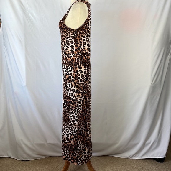 H&M Soft Brown and Cream Leopard Print Tank Bodycon Maxi Dress - Size XS - Picture 4 of 12